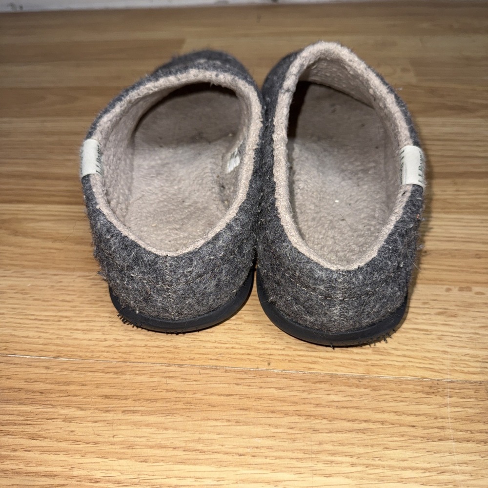 LL Bean Peanuts Womens Daybreak Scuffs Size 11 Gray Fleece Mule Slipper Snoopy - Picture 4 of 6